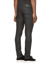 schwarze Lederjeans von Nudie Jeans