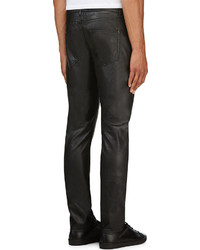 schwarze Lederjeans von Saint Laurent