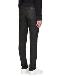 schwarze Lederjeans von Nudie Jeans