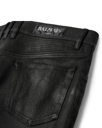 schwarze Lederjeans von Balmain