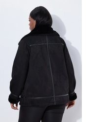 schwarze Lederlammfelljacke von Ulla Popken