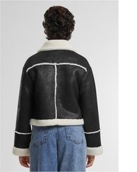 schwarze Lederlammfelljacke von Urban Classics