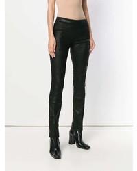 schwarze Lederleggings von Haider Ackermann