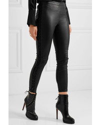 schwarze Lederleggings von Haider Ackermann