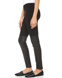 schwarze Lederleggings von Vince