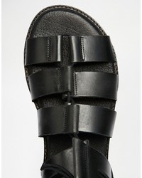 schwarze Ledersandalen von Asos