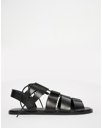 schwarze Ledersandalen von Asos