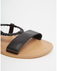 schwarze Ledersandalen von Asos