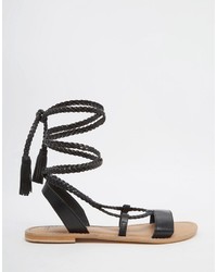 schwarze Ledersandalen von Asos