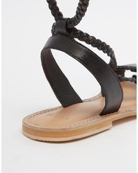 schwarze Ledersandalen von Asos