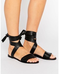 schwarze Ledersandalen von Asos