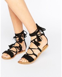 schwarze Ledersandalen von Asos