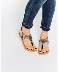 schwarze Ledersandalen von Asos