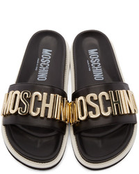 schwarze Ledersandalen von Moschino