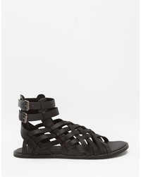 schwarze Ledersandalen von Asos