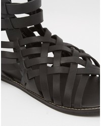 schwarze Ledersandalen von Asos