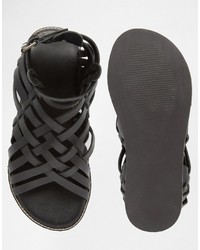 schwarze Ledersandalen von Asos