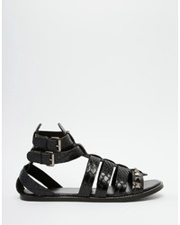 schwarze Ledersandalen von Asos