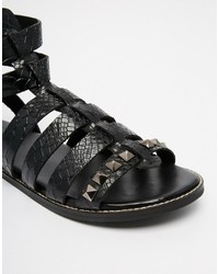 schwarze Ledersandalen von Asos