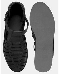 schwarze Ledersandalen von Asos