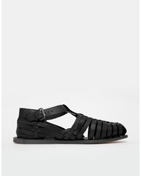 schwarze Ledersandalen von Asos