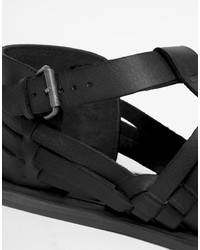 schwarze Ledersandalen von Asos