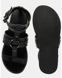 schwarze Ledersandalen von Asos