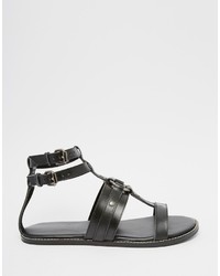 schwarze Ledersandalen von Asos