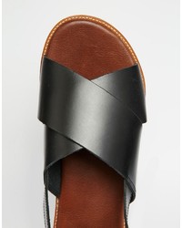 schwarze Ledersandalen von Asos