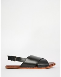 schwarze Ledersandalen von Asos