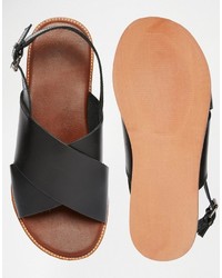 schwarze Ledersandalen von Asos