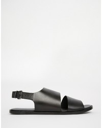 schwarze Ledersandalen von Asos