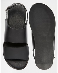 schwarze Ledersandalen von Asos