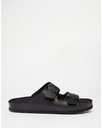 schwarze Ledersandalen von Asos