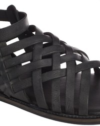 schwarze Ledersandalen von Asos