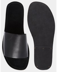 schwarze Ledersandalen von Asos