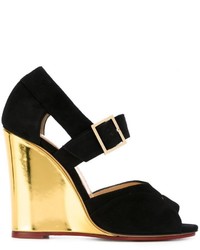 schwarze Ledersandalen von Charlotte Olympia