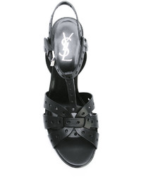 schwarze Ledersandalen von Saint Laurent