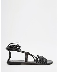 schwarze Ledersandalen von Asos