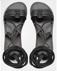 schwarze Ledersandalen von Asos