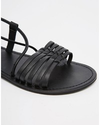 schwarze Ledersandalen von Asos