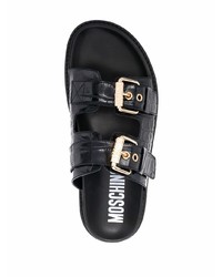 schwarze Ledersandalen von Moschino