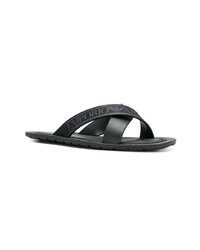 schwarze Ledersandalen von Emporio Armani