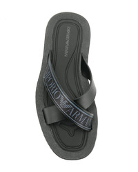 schwarze Ledersandalen von Emporio Armani