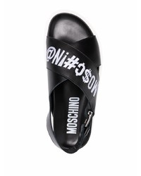 schwarze Ledersandalen von Moschino