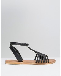 schwarze Ledersandalen von Asos