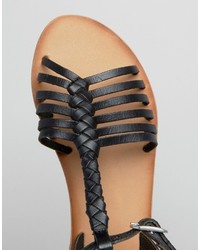 schwarze Ledersandalen von Asos