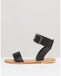 schwarze Ledersandalen von Asos