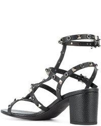 schwarze Ledersandalen von Valentino