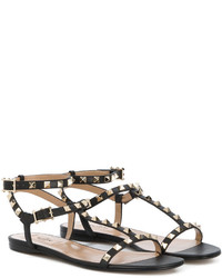 schwarze Ledersandalen von Valentino